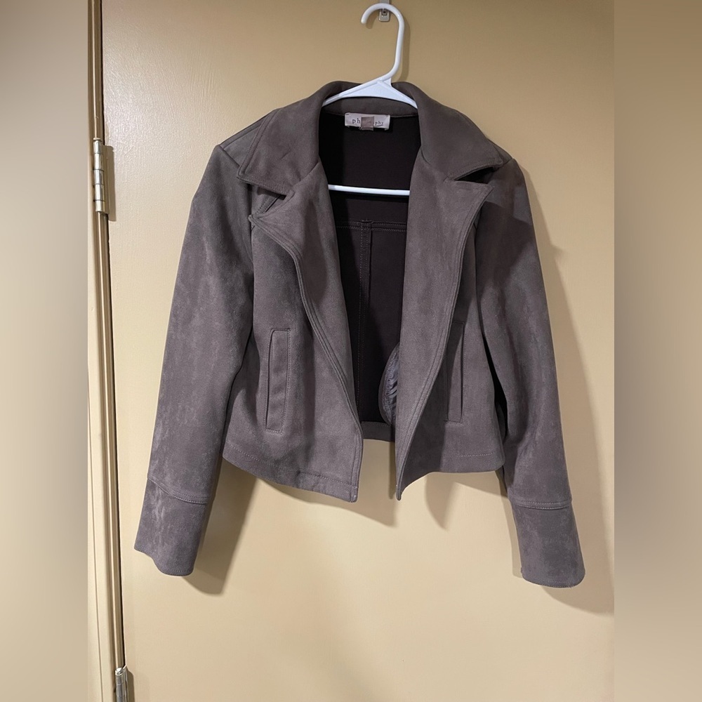 Philosophy Women's Brown Faux Leather Sueded Jacket